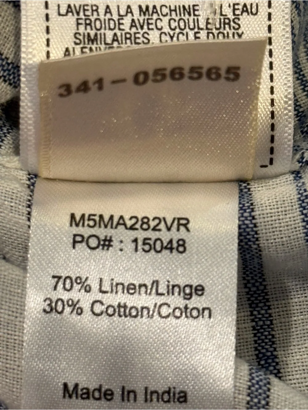 True Religion Linen Cotton Striped Button‎ Up Shirt XXL Coastal Beach Nautical